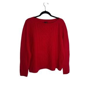 Talbots Red Cable Knit Sweater Merino Wool Cashmere Blend Women’s Size XL